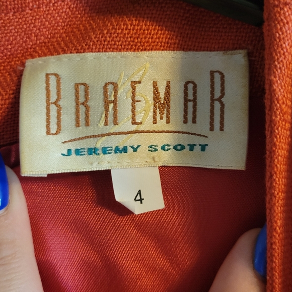 Vintage Braemar by Jeremy Scott Tweed Pencil Dress in Coral, Size 4 - Picture 3 of 3